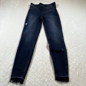 Spanx Md Wash Distressed Denim Leggings W/ raw hem - size medium- excellent cond